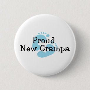 Trotse Nieuwe Opa Baby Jongen Voetafdrukken Ronde Button 5,7 Cm