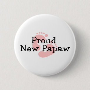 Trotse Nieuwe Opa Baby Meisje Voetafdrukken Ronde Button 5,7 Cm