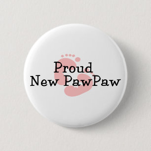 Trotse Nieuwe Opa Baby Meisje Voetafdrukken Ronde Button 5,7 Cm