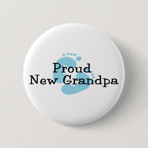 Trotse Nieuwe Opa Baby Meisje Voetafdrukken Ronde Button 5,7 Cm