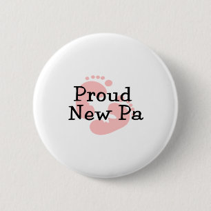 Trotse Nieuwe Opa Baby Meisje Voetafdrukken Ronde Button 5,7 Cm