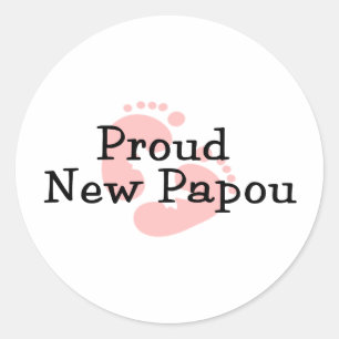 Trotse Nieuwe Opa Baby Meisje Voetafdrukken Ronde Sticker