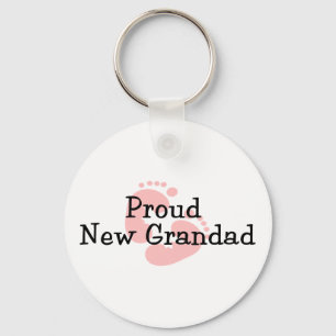 Trotse Nieuwe Opa Baby Meisje Voetafdrukken Sleutelhanger
