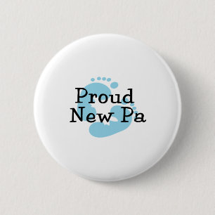 Trotse Nieuwe Opa Babyjongen voetafdrukken Ronde Button 5,7 Cm