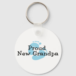 Trotse nieuwe opa babymeisje voetafdrukken sleutelhanger
