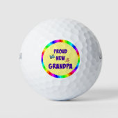 Trotse nieuwe opa, kleurrijk feestelijk ontwerp golfballen (Voorkant)