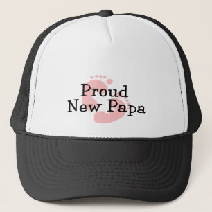 Trotse Nieuwe Papa Baby Meisje Voetafdrukken Trucker Pet