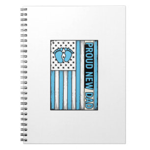 Trotse Nieuwe Papa Baby Voeten Vlag Vector Ontwerp Notitieboek