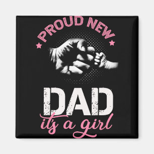 Trotse Nieuwe Papa Het Is Een Meisje Bevorderd Tot Magneet