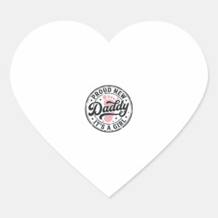 Trotse Nieuwe Papa Het is een Meisje Vintage Baby  Hart Sticker