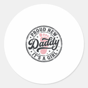 Trotse Nieuwe Papa Het is een Meisje Vintage Baby  Ronde Sticker