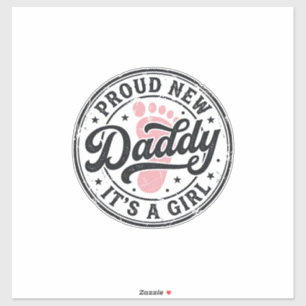 Trotse Nieuwe Papa Het is een Meisje Vintage Baby  Sticker