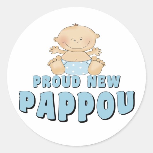 TROTSE NIEUWE Pappou Boy Ronde Sticker (Voorkant)