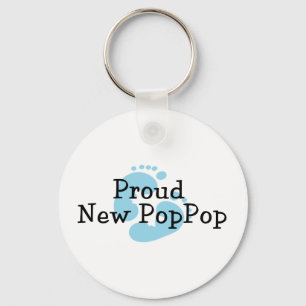 Trotse Nieuwe PopPop Babyjongen voetafdrukken Sleutelhanger