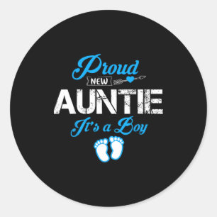 Trotse Nieuwe Tante Het Is Een Jongen Geslacht Ont Ronde Sticker