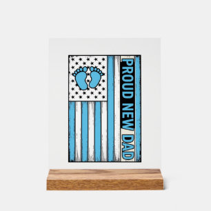Trotse Nieuwe Vader Baby Voeten Vlag Vector Ontwer Acryl Bord