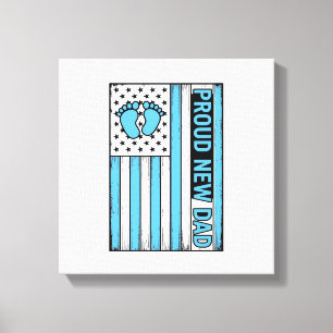 Trotse Nieuwe Vader Baby Voeten Vlag Vector Ontwer Canvas Afdruk