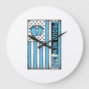 Trotse Nieuwe Vader Baby Voeten Vlag Vector Ontwer Grote Klok