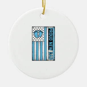 Trotse Nieuwe Vader Baby Voeten Vlag Vector Ontwer Keramisch Ornament