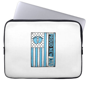 Trotse Nieuwe Vader Baby Voeten Vlag Vector Ontwer Laptop Sleeve