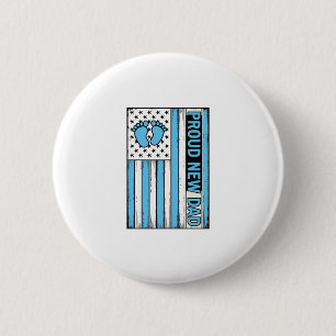 Trotse Nieuwe Vader Baby Voeten Vlag Vector Ontwer Ronde Button 5,7 Cm