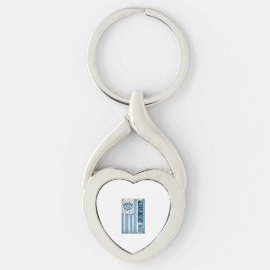 Trotse Nieuwe Vader Baby Voeten Vlag Vector Ontwer Sleutelhanger