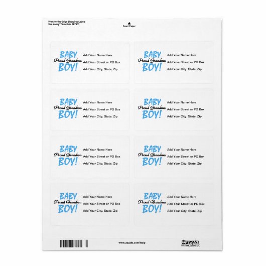Trotse oma baby jongen geschenken etiket (Full Sheet)