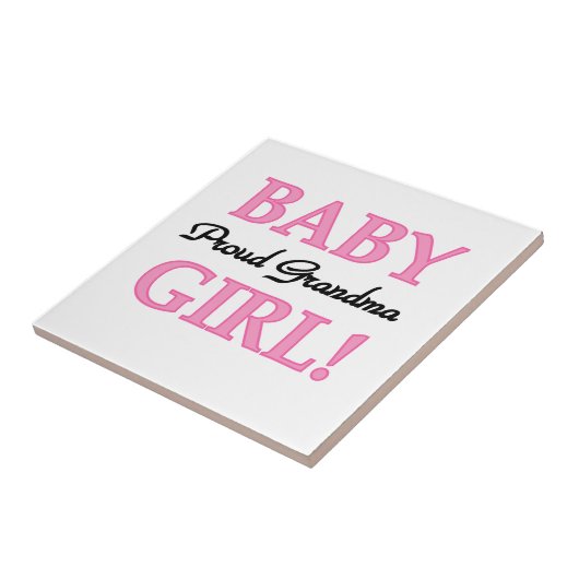 Trotse oma baby meisje geschenken tegeltje (Zijkant)