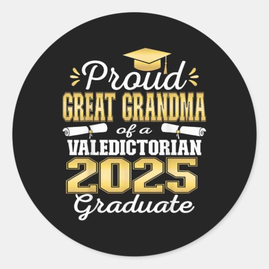 Trotse Oma van 2025 Valedictorian Afstuderen Ronde Sticker (Voorkant)
