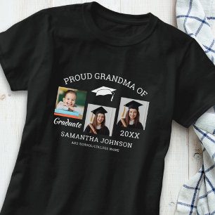 Trotse oma van afgestudeerde 3 foto collage Zwart T-shirt