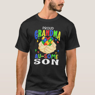Trotse oma van Au Some zoon Autisme bewustzijn T-shirt