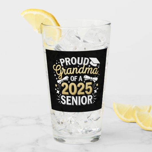 Trotse oma van een Afstuderen Afstuderen Golden 20 Glas (Voorkant ijs)