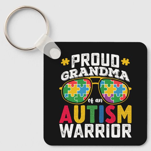 Trotse oma van een autisme krijger familie sleutelhanger (Voorkant)