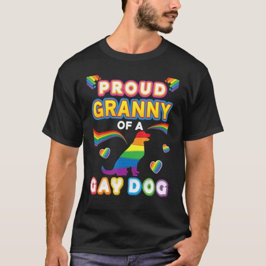 Trotse Oma Van Een Gay Hond Lesbische Pride LGBT R T-shirt (Voorkant)