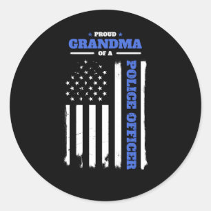 Trotse oma van een politieagent Amerikaanse vlag Ronde Sticker