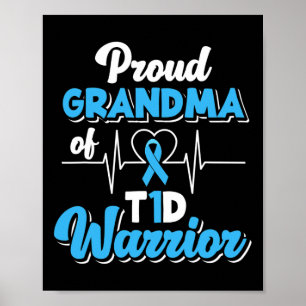 Trotse oma van een T1D Warrior diabetische diabete Poster