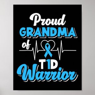 Trotse oma van een T1D Warrior diabetische diabete Poster