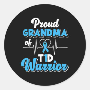 Trotse oma van een T1D Warrior diabetische diabete Ronde Sticker
