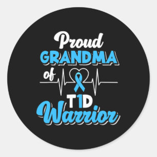 Trotse oma van een T1D Warrior diabetische diabete Ronde Sticker