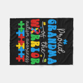 Trotse oma van een Warrior Autism Awareness Puzzel Fleece Deken (Voorkant (Horizontaal))