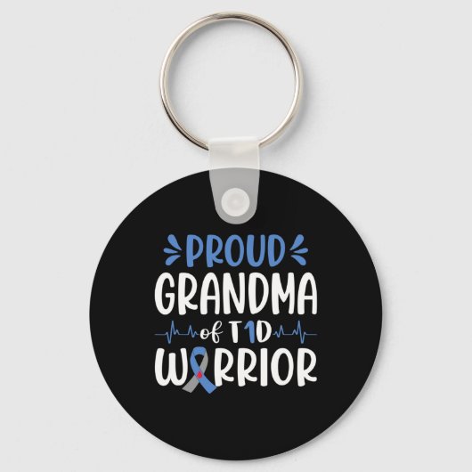 Trotse oma van T1D Warrior Diabetes Awareness BL Sleutelhanger (Voorkant)