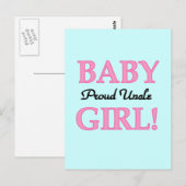 Trotse Oom Baby Meisje Tshirts en Geschenken Briefkaart (Voorkant / Achterkant)