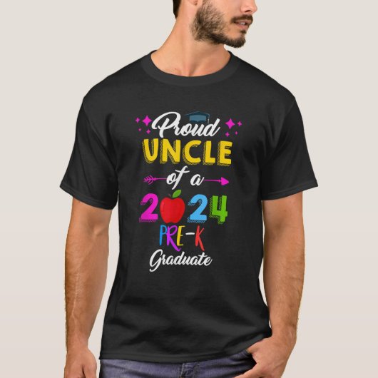 Trotse oom van 2024 kleuterschool Afstuderen Pre K T-shirt (Voorkant)
