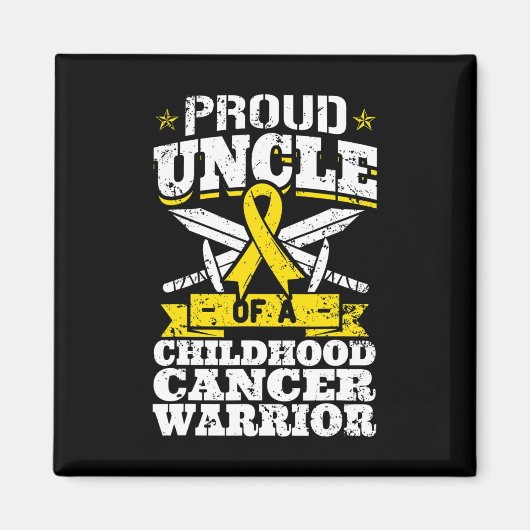 Trotse oom van een kindertijd kanker Warrior Aware Magneet (Voorkant)