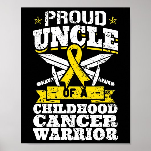 Trotse oom van een kindertijd kanker Warrior Aware Poster (Voorkant)