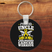 Trotse oom van een kindertijd kanker Warrior Aware Sleutelhanger (Voorkant)