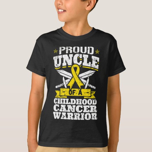 Trotse oom van een kindertijd kanker Warrior Aware T-shirt (Voorkant)