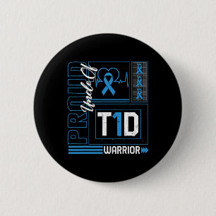 Trotse oom van T1D Warrior Ribbon Diabetes Awarene Ronde Button 5,7 Cm