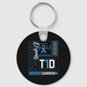 Trotse oom van T1D Warrior Ribbon Diabetes Awarene Sleutelhanger