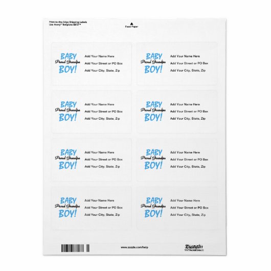 Trotse Opa Baby Boy T-shirts en geschenken Etiket (Full Sheet)